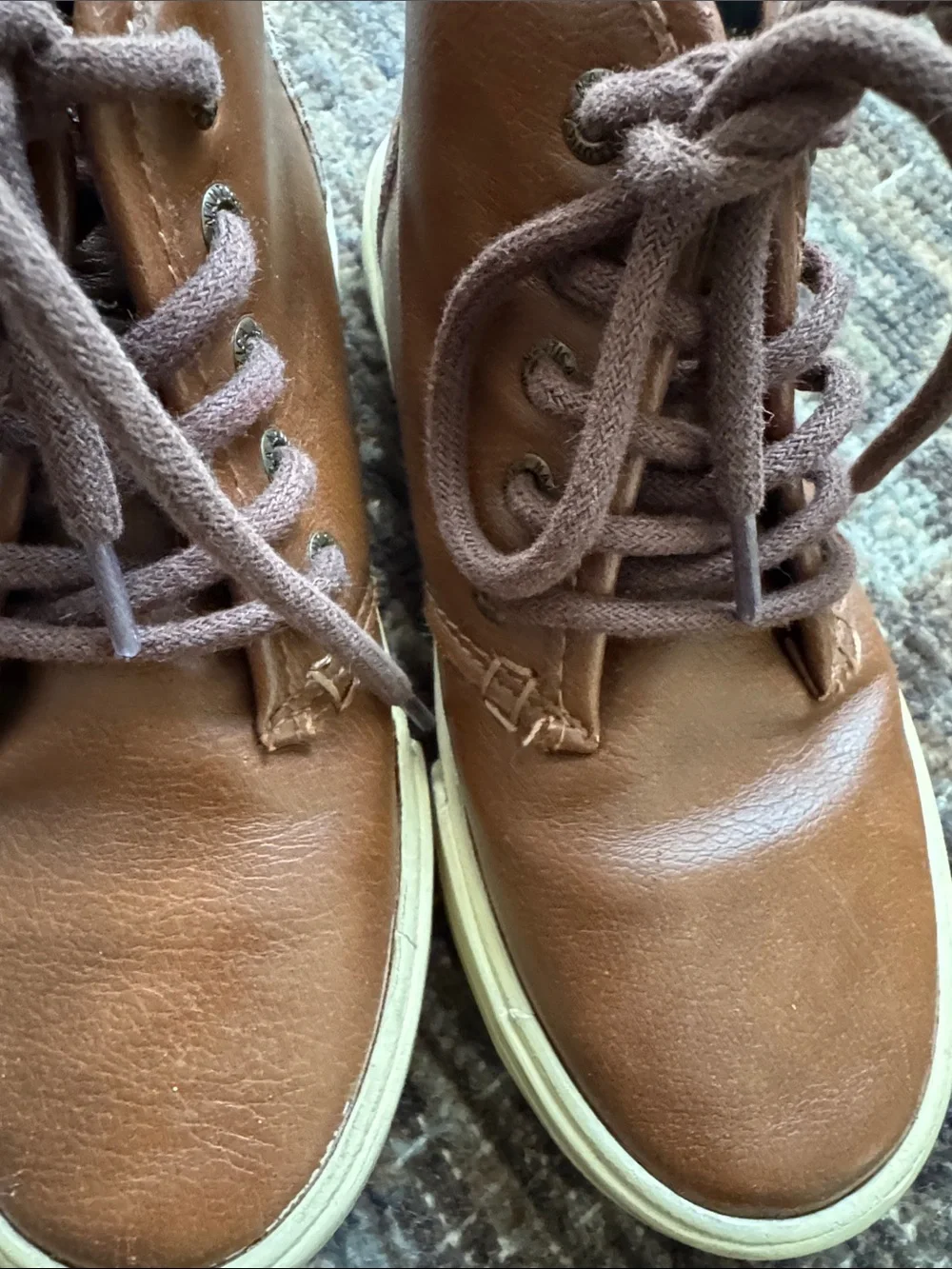 Nautica Boys Breakwater Tumbled Chukka Boot in Carmel Brown Faux Leather